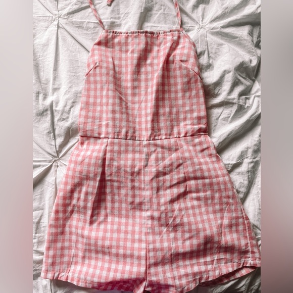 Barbie Inspired Pink Gingham Romper - Picture 1 of 2